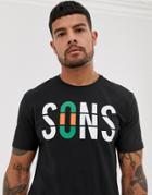 Only & Sons Slogan Print T-shirt-black