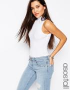 Asos Tall The Turtleneck Body In Rib - White