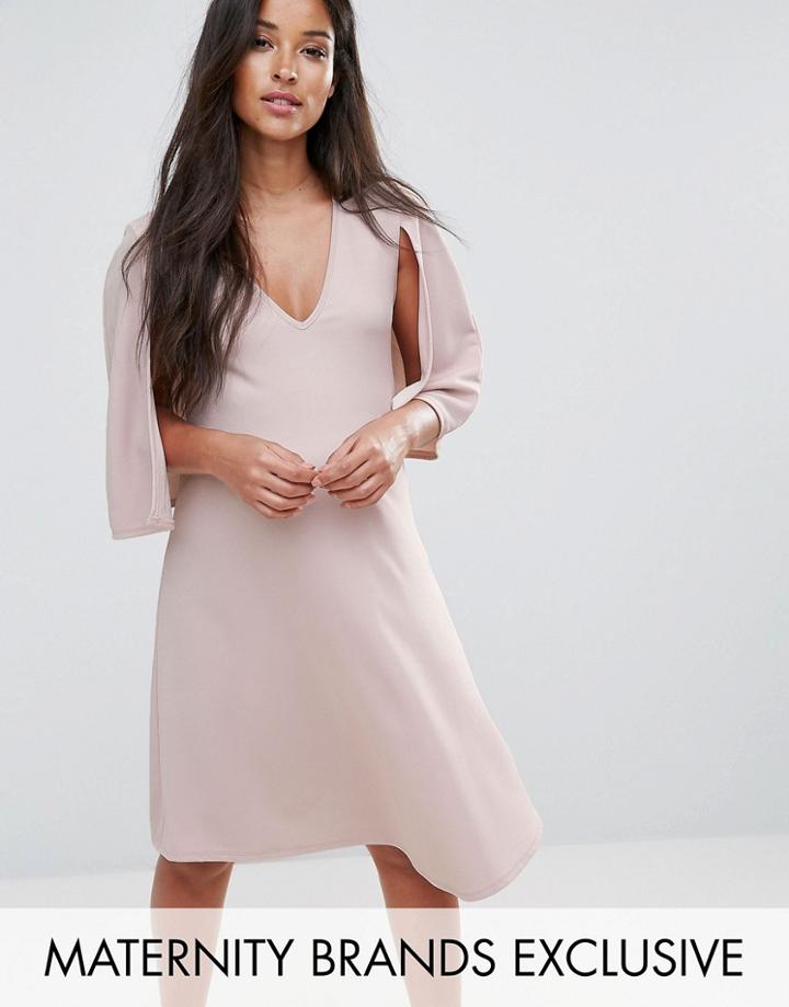 Bluebelle Maternity Swing Cape Dress - Beige