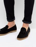 Asos Loafers In Black Suede With Natural Sole - Black