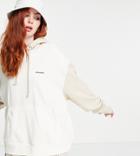 Collusion Unisex Oversized Hoodie With Contrast Sleeves In Tonal Ecru-white