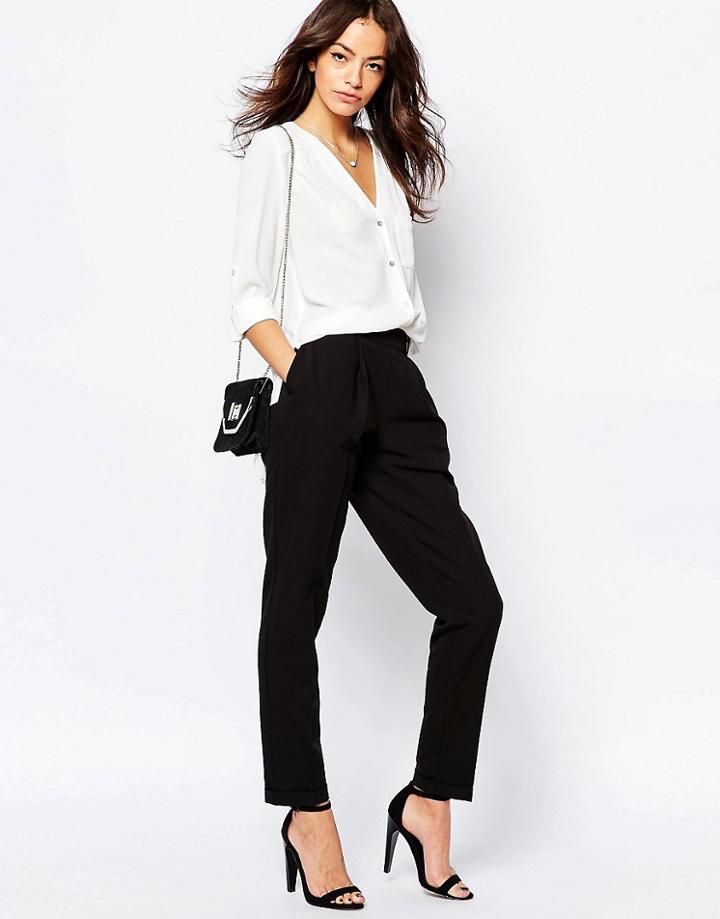 New Look Peg Leg Tailored Pant - Black