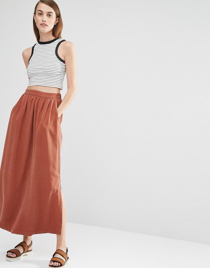 Selected Vilo Maxi Skirt - Brown