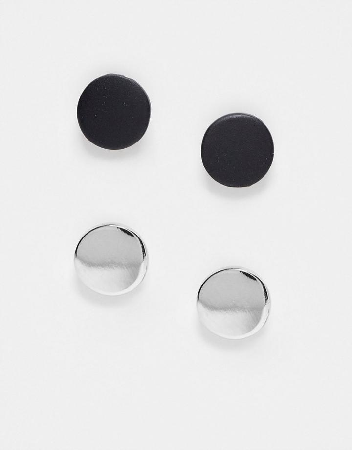 Topman 2 Pack Silver And Black Studs