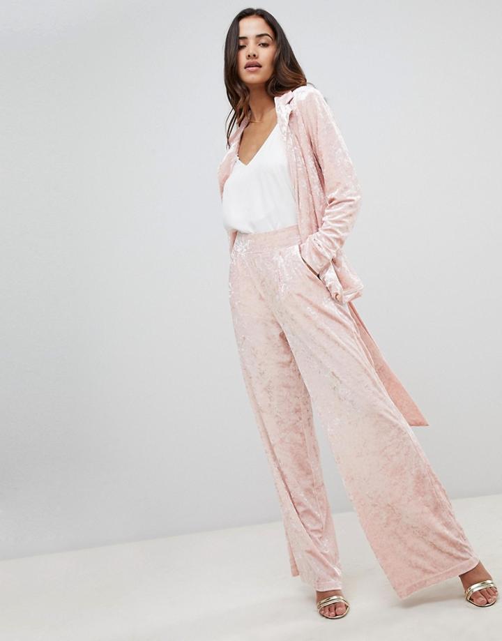 Unique 21 Velvet Wide Leg Pants Two-piece-pink