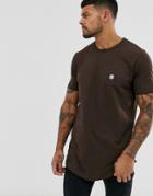 Le Breve Raw Edge Longline T-shirt-brown