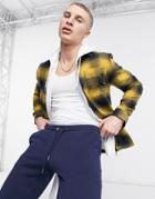 River Island Long Sleeve Checked Shirt In Yellow