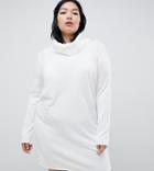 Asos Design Curve Cowl Neck Knitted Mini Dress-cream