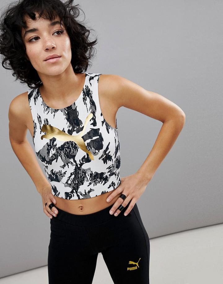 Puma Rebel Crop Top In White - White