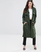 Poppy Lux Willette Duster Trench Coat - Green
