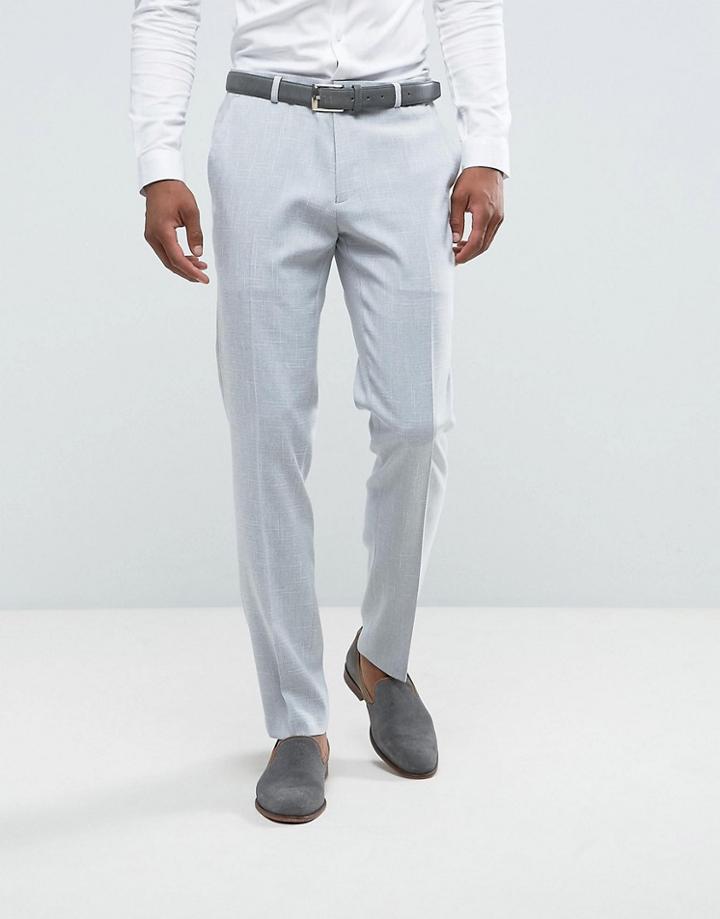 Asos Wedding Skinny Suit Pant In Ice Gray Cross Hatch - Gray