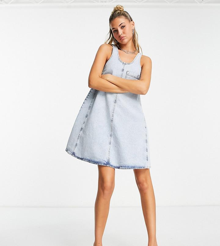 Collusion Denim Sing Mini Dress In Light Blue