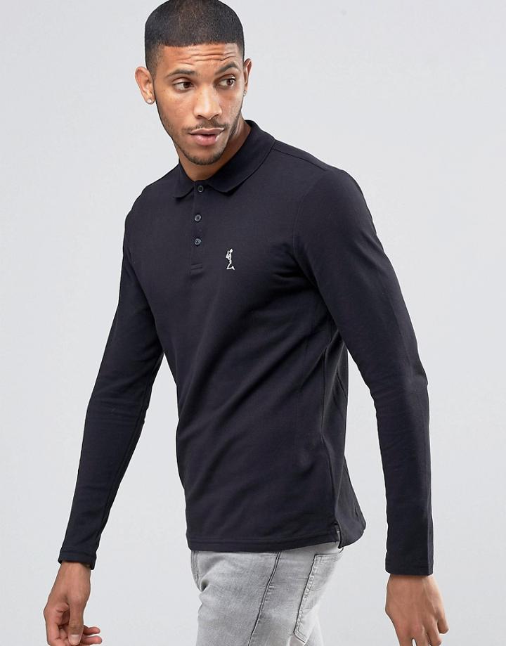 Religion Long Sleeve Pique Polo - Black