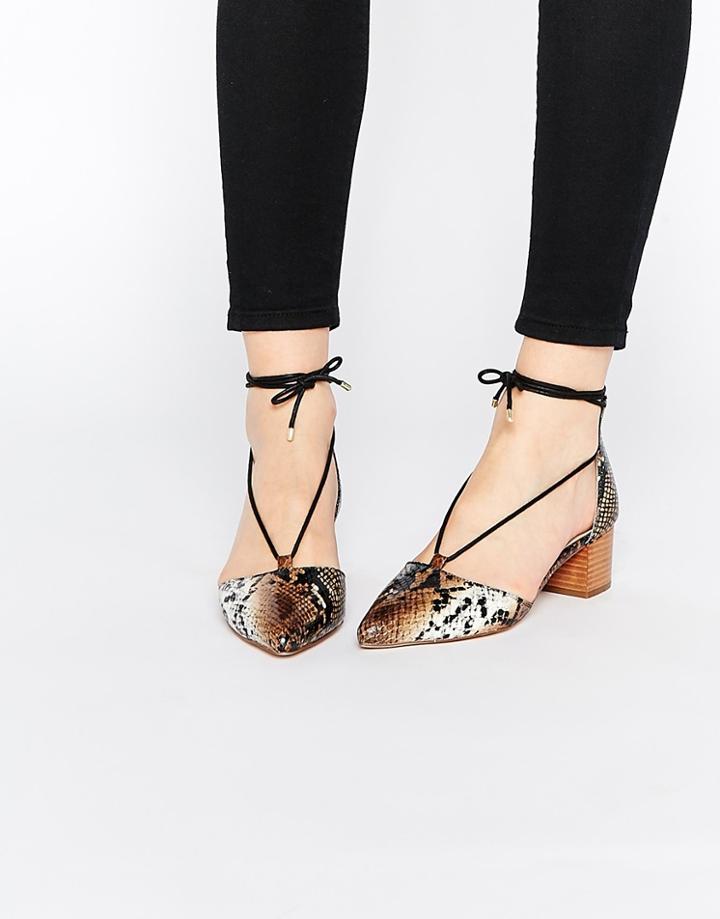 Asos Oregon Lace Up Pointed Heels - Snake