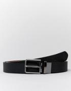 Asos Design Faux Leather Skinny Reversible Belt In Black Saffiano And Tan - Black