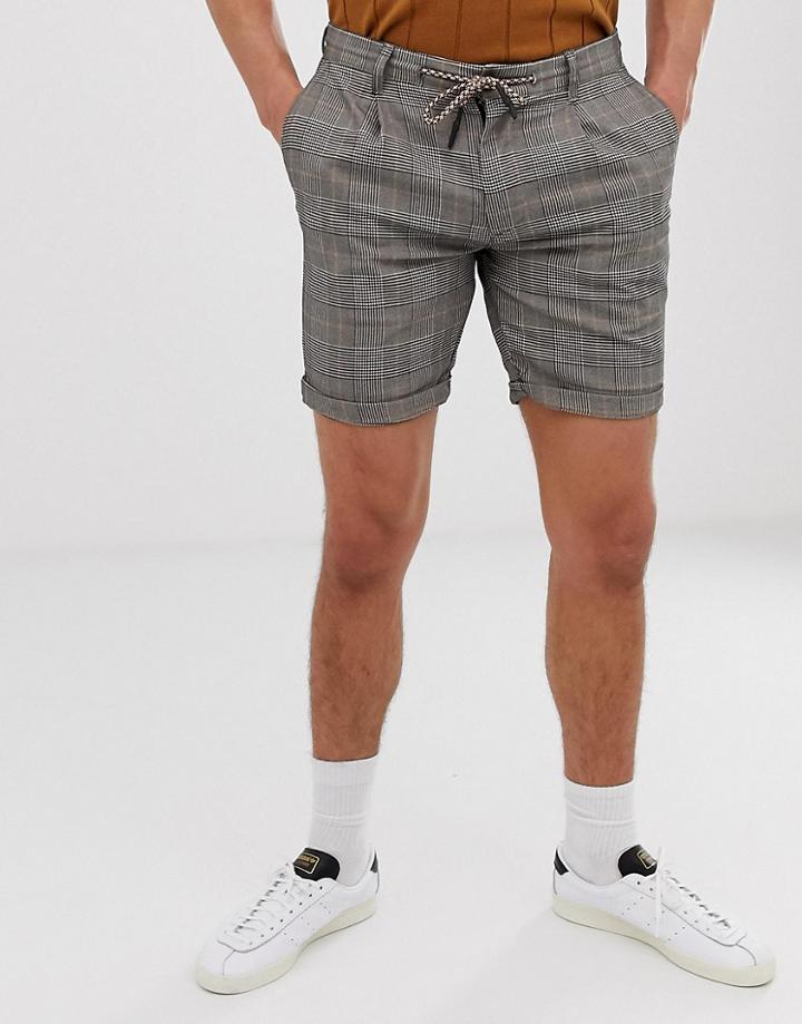 Jack & Jones Intelligence Check Short With Drawstring - Gray