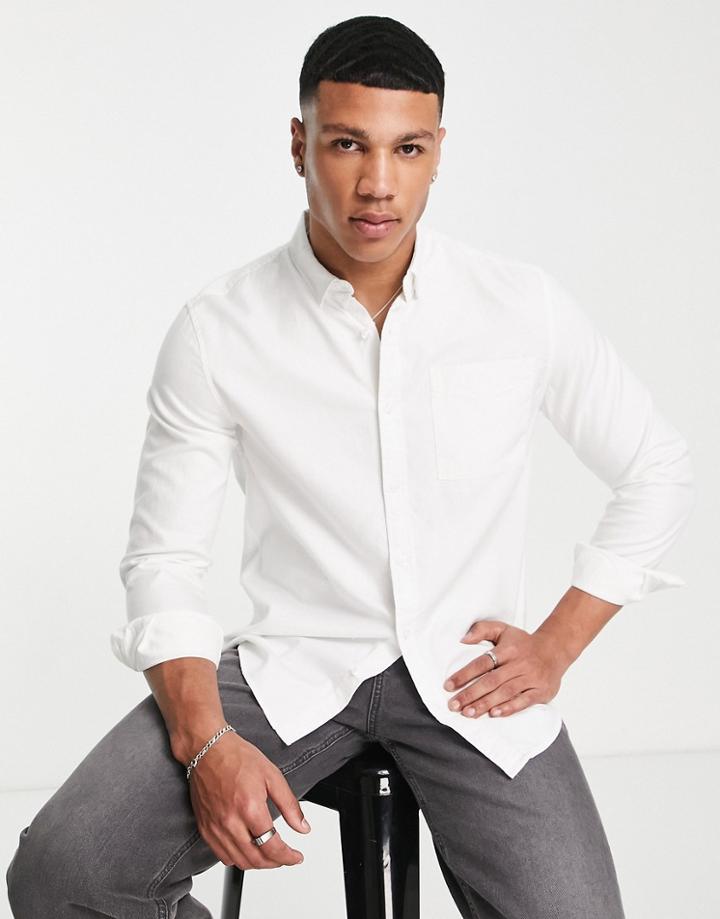 River Island Tencel Twill Shirt In White