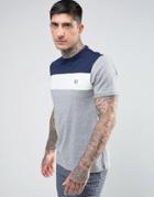 Fred Perry Slim Fit Sports Authentic Color Block T-shirt In Gray Marl - Gray