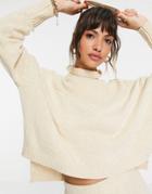 Y.a.s Knitted Sweater With Ribbed High Neck In Cream - Part Of A Set-white