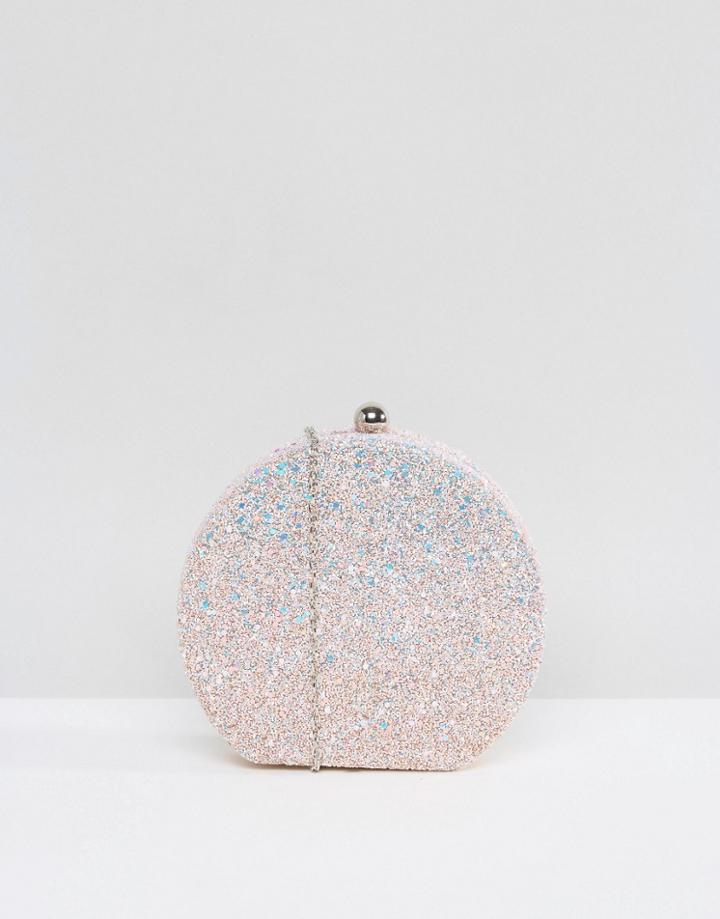 Chi Chi London Glitter Round Clutch Bag - Pink
