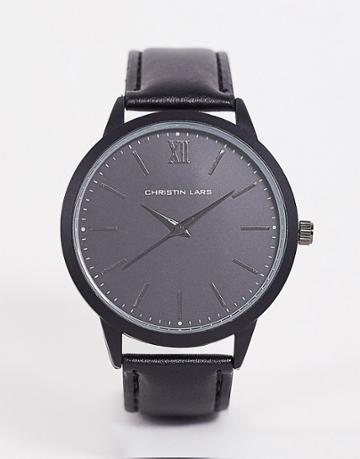 Christian Lars Mens Tonal Watch In Black