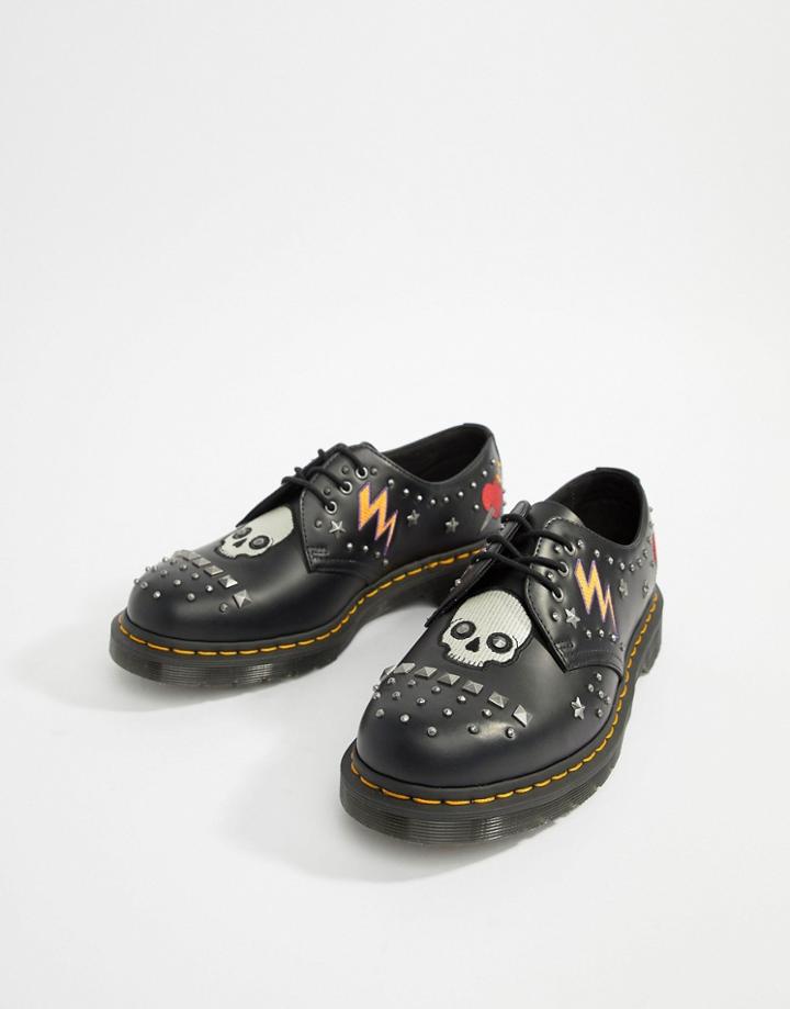 Dr Martens 1461 3-eye Stud Shoes In Black - Black