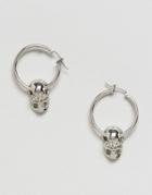 Designb London Halloween Skull Mini Hoop Earrings - Silver