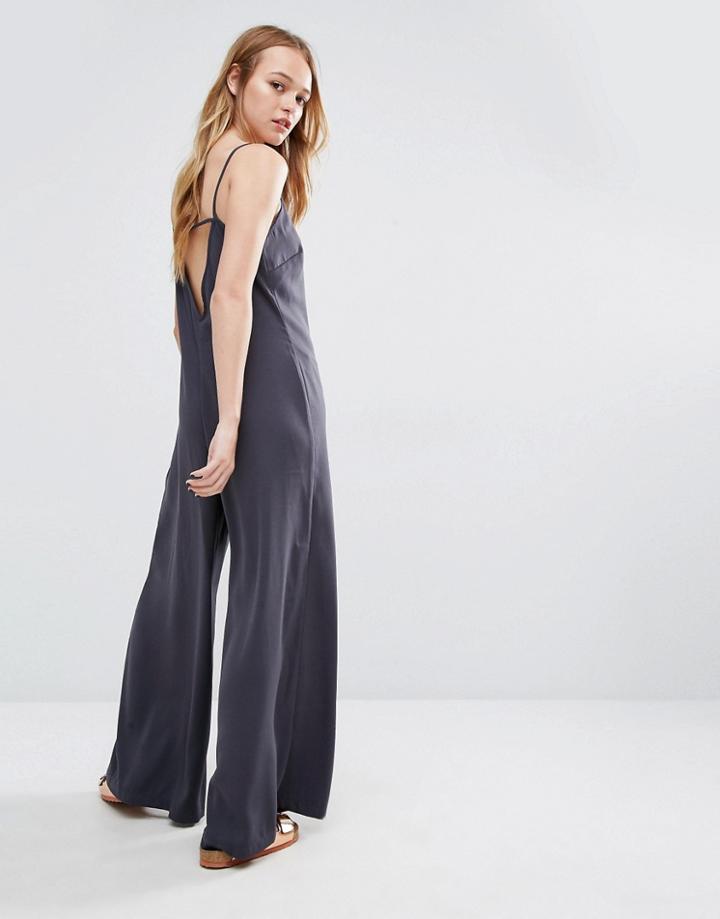 Native Youth Strap Back Casual Jumpsuit - Gray