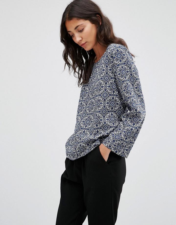 Jdy Printed Long Sleeve Top - Blue