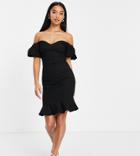 Vesper Petite Off Shoulder Mini Dress In Black