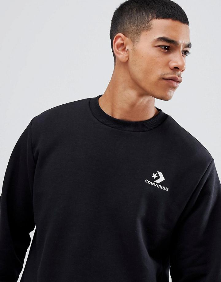 Converse Star Chevron Sweatshirt With Embroidered Logo In Black