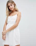 Honey Punch Cami Sun Dress With Gathers - White