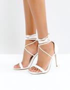 Missguided Lace Up Barely There Heeled Sandals - White