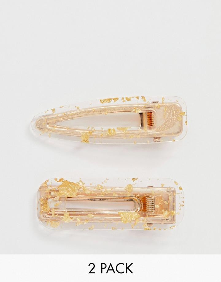 Pieces Resin Gold Speckled Hair Clips 2 Pack