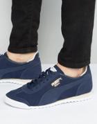 Puma Roma Og Leather Sneakers In Blue 36132003 - Blue