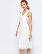 Ted Baker Deep V Bonded Mesh Lace Dress - Cream
