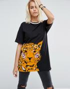 Asos Oversized T-shirt In Leopard Print - Multi