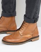 Silver Street Gerrard Brogue Boots In Tan Leather - Tan
