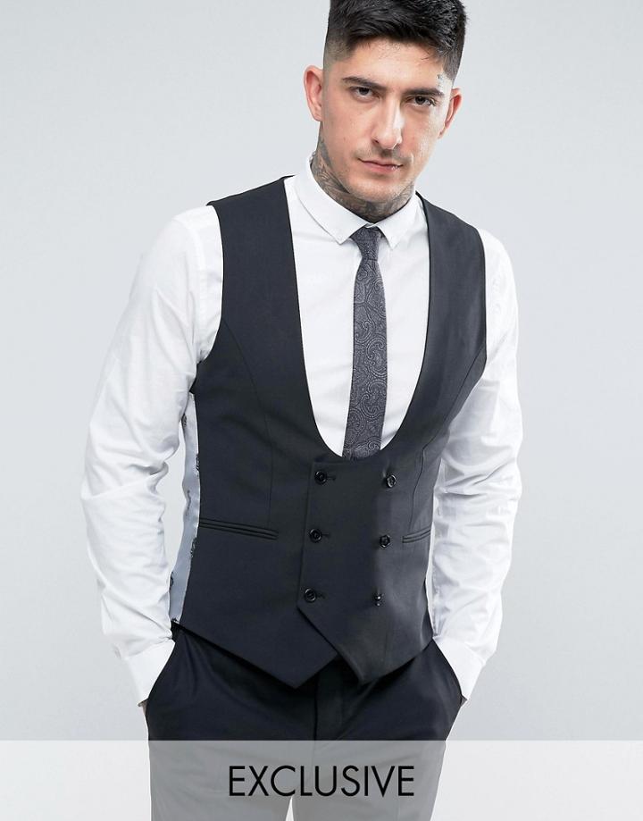 Noose & Monkey Super Skinny Suit Vest - Black