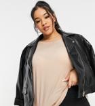 Vero Moda Curve T-shirt With Scoop Neck In Camel-neutral