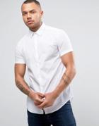 Armani Jeans Short Sleeve Logo Shirt Slim Fit Stretch In White - White