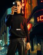 Asos Design Hoodie In Black With 'nouveau' Logo Prints