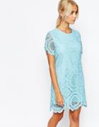 Fashion Union Dress In Crochet - Pale Blue