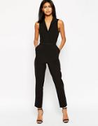 Asos Tailored Jumpsuit With Shirt Detail - Black