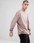 Asos Design Oversized Long Sleeve T-shirt With Cuffs - Pink