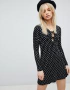 Nobody's Child Tie Front Long Sleeved Dress - Black