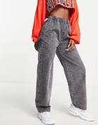 Asos Design Pull On Pants With Hammer Loop In Charcoal-grey