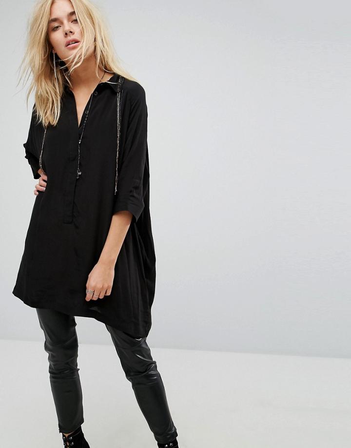 Bolongaro Trevor Oversized Shirt With Chain Detail - Black