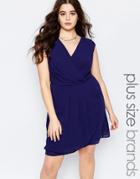 Lovedrobe Plus Dress With Wrap Front - Navy