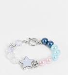 Reclaimed Vintage Inspired Cosmic Bracelet With Star Charm In Faux Pearl-multi